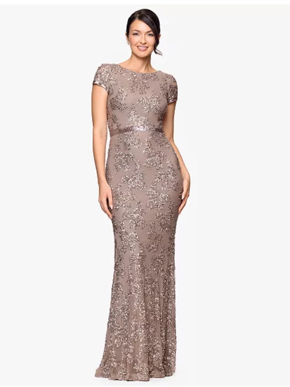 Betsy & Adam Petite Sequin Detail Gown